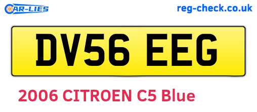 DV56EEG are the vehicle registration plates.
