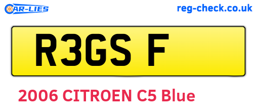 R3GSF are the vehicle registration plates.