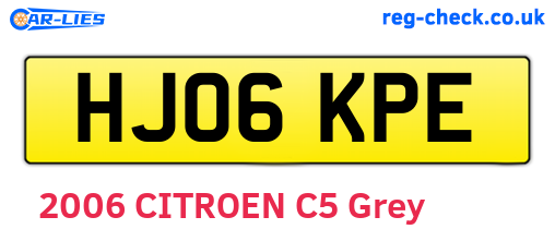HJ06KPE are the vehicle registration plates.