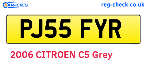PJ55FYR are the vehicle registration plates.
