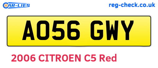 AO56GWY are the vehicle registration plates.