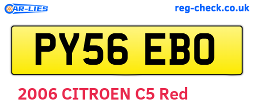 PY56EBO are the vehicle registration plates.