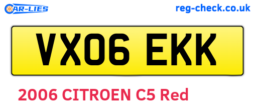 VX06EKK are the vehicle registration plates.