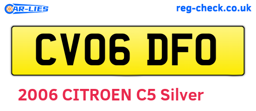CV06DFO are the vehicle registration plates.