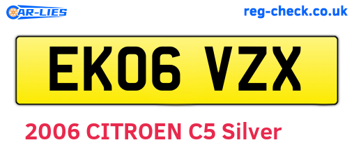 EK06VZX are the vehicle registration plates.