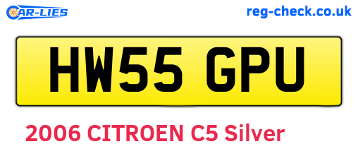 HW55GPU are the vehicle registration plates.