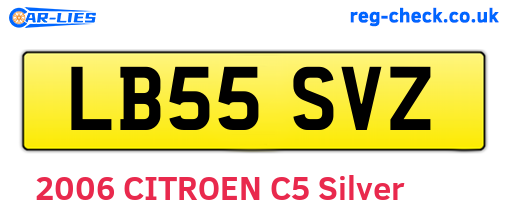 LB55SVZ are the vehicle registration plates.
