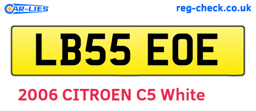 LB55EOE are the vehicle registration plates.