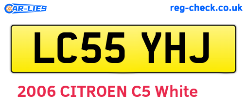 LC55YHJ are the vehicle registration plates.