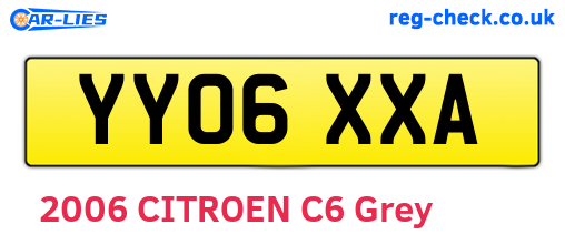 YY06XXA are the vehicle registration plates.