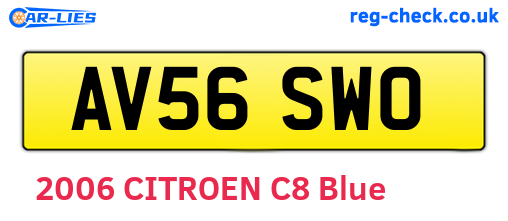 AV56SWO are the vehicle registration plates.
