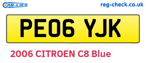 PE06YJK are the vehicle registration plates.