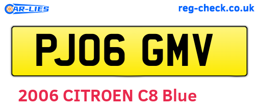 PJ06GMV are the vehicle registration plates.