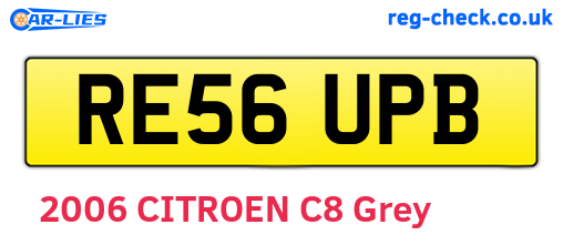 RE56UPB are the vehicle registration plates.