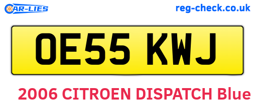OE55KWJ are the vehicle registration plates.