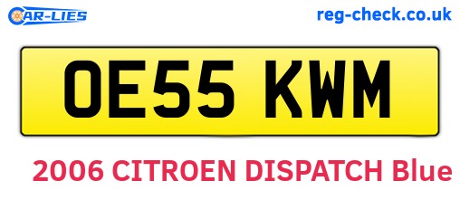 OE55KWM are the vehicle registration plates.