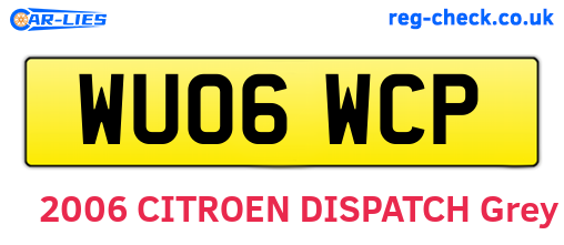 WU06WCP are the vehicle registration plates.