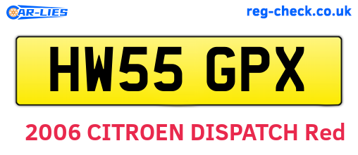 HW55GPX are the vehicle registration plates.