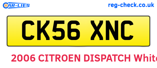 CK56XNC are the vehicle registration plates.
