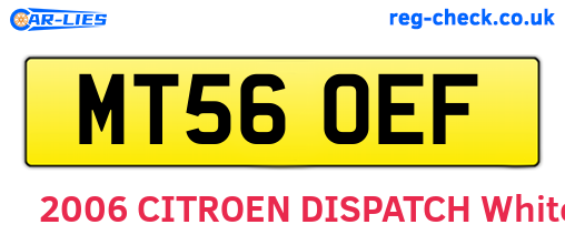 MT56OEF are the vehicle registration plates.