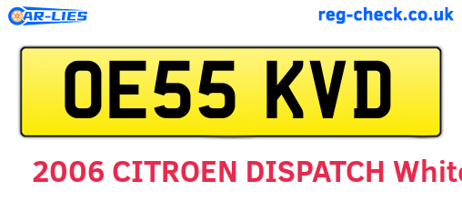 OE55KVD are the vehicle registration plates.