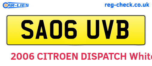 SA06UVB are the vehicle registration plates.