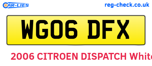 WG06DFX are the vehicle registration plates.