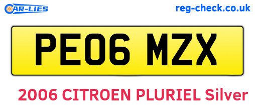 PE06MZX are the vehicle registration plates.