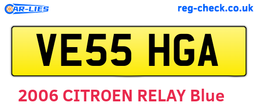 VE55HGA are the vehicle registration plates.