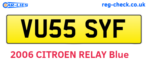 VU55SYF are the vehicle registration plates.