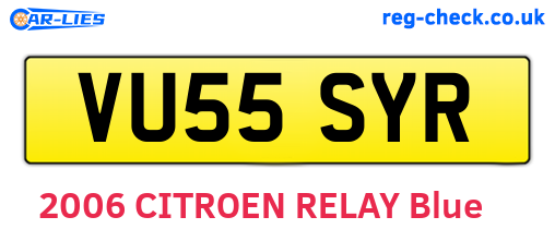 VU55SYR are the vehicle registration plates.