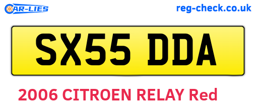 SX55DDA are the vehicle registration plates.