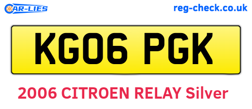 KG06PGK are the vehicle registration plates.