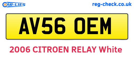 AV56OEM are the vehicle registration plates.