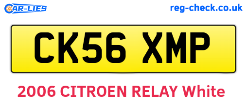 CK56XMP are the vehicle registration plates.
