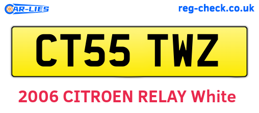 CT55TWZ are the vehicle registration plates.