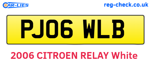PJ06WLB are the vehicle registration plates.