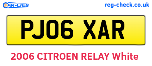 PJ06XAR are the vehicle registration plates.
