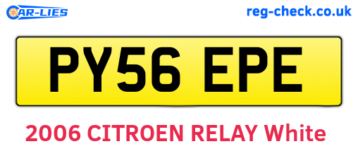 PY56EPE are the vehicle registration plates.