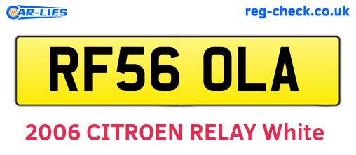 RF56OLA are the vehicle registration plates.