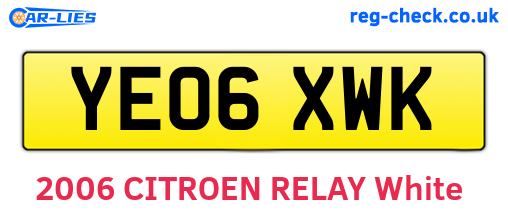 YE06XWK are the vehicle registration plates.