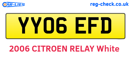 YY06EFD are the vehicle registration plates.
