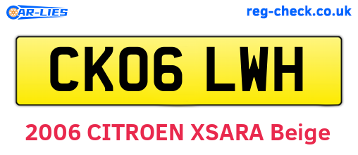 CK06LWH are the vehicle registration plates.
