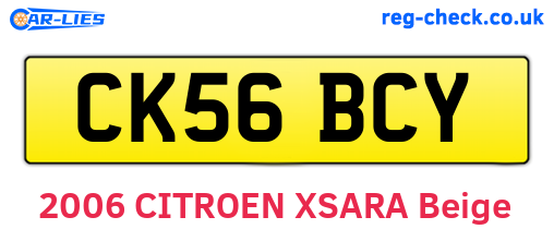 CK56BCY are the vehicle registration plates.