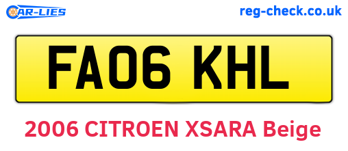 FA06KHL are the vehicle registration plates.