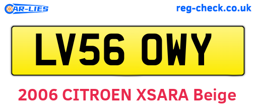 LV56OWY are the vehicle registration plates.