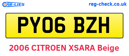 PY06BZH are the vehicle registration plates.