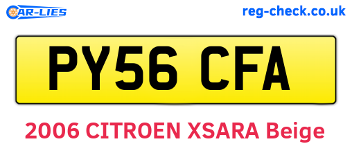 PY56CFA are the vehicle registration plates.
