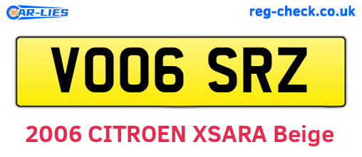 VO06SRZ are the vehicle registration plates.