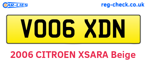 VO06XDN are the vehicle registration plates.